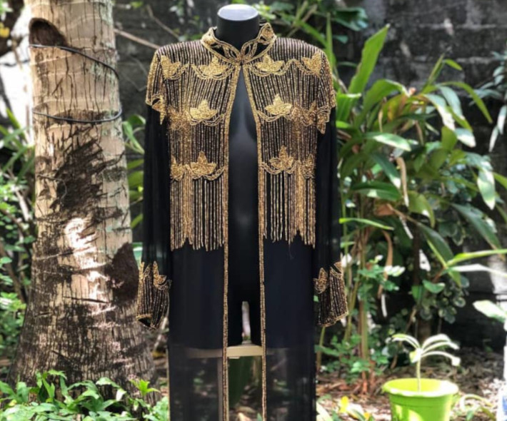 Abaya with golden beads